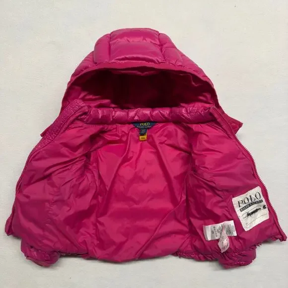 Polo Ralph Lauren Toddler Girl's 2/2T Water-Repellent 650 Fill‎ Down Jacket Pink - Picture 4 of 13